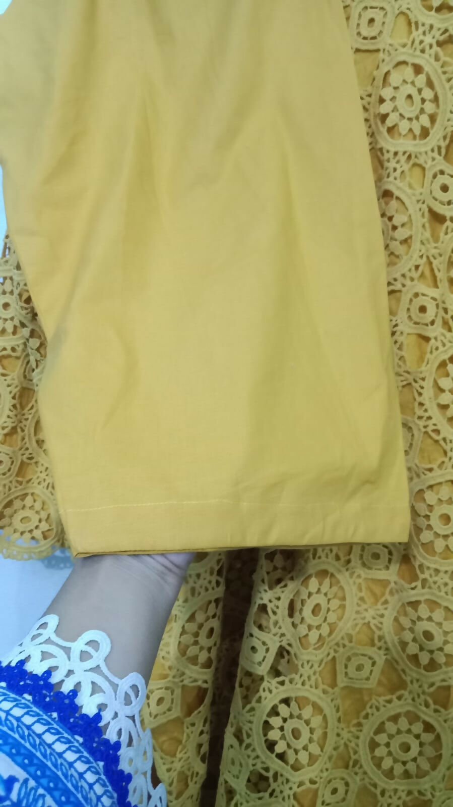 Chicken Kari Dress | Women Locally Made Kurta | Mustard | Large | Worn Once