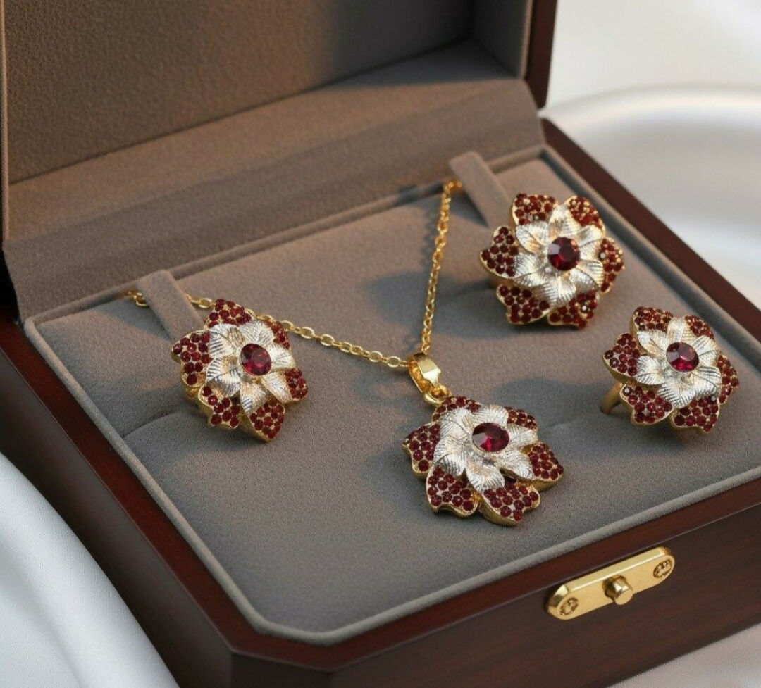 Round Flower Pendant Set-00267 | Women Jewelry | Necklaces & Pendants | Brand New