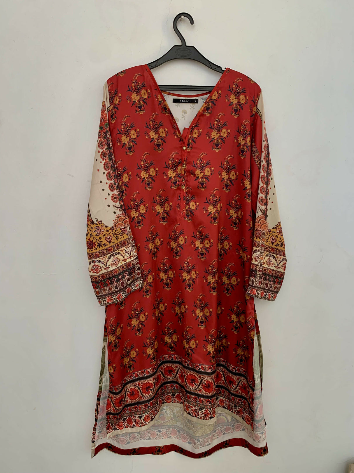 Khaadi | Women Branded Kurta | Medium | Red Silk Kurta | New