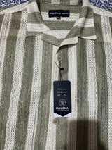 Molokai Green Striped Crochet Button Down Shirt
