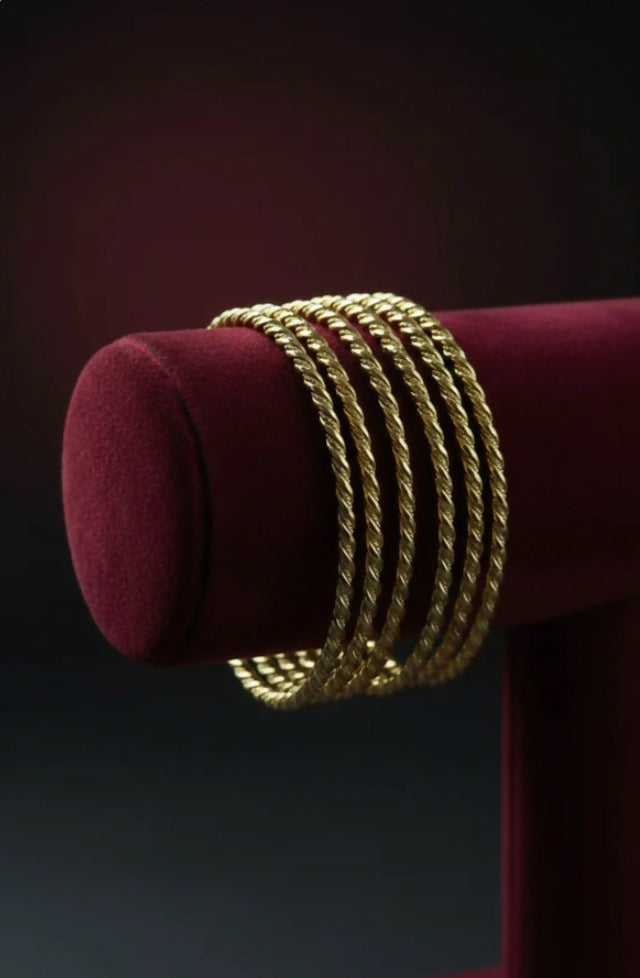 Luxury Twist Gold Bangles- set of 6 - ch123 | Women Jewelry | Bangles & bracelets | Brand New