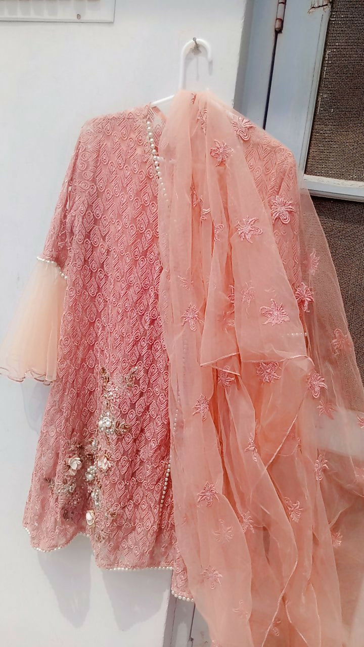 Angrakha Style Kurta | Women Locally Made Kurta | Peach | Medium | Worn Once