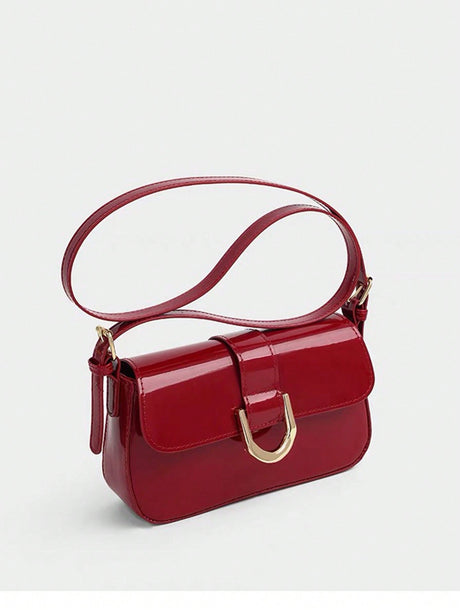 Buy SHEIN One Solid Colored Glossy Evening Clutch Bag, Featuring A Chic And Unique Short And Curved Design in Pakistan