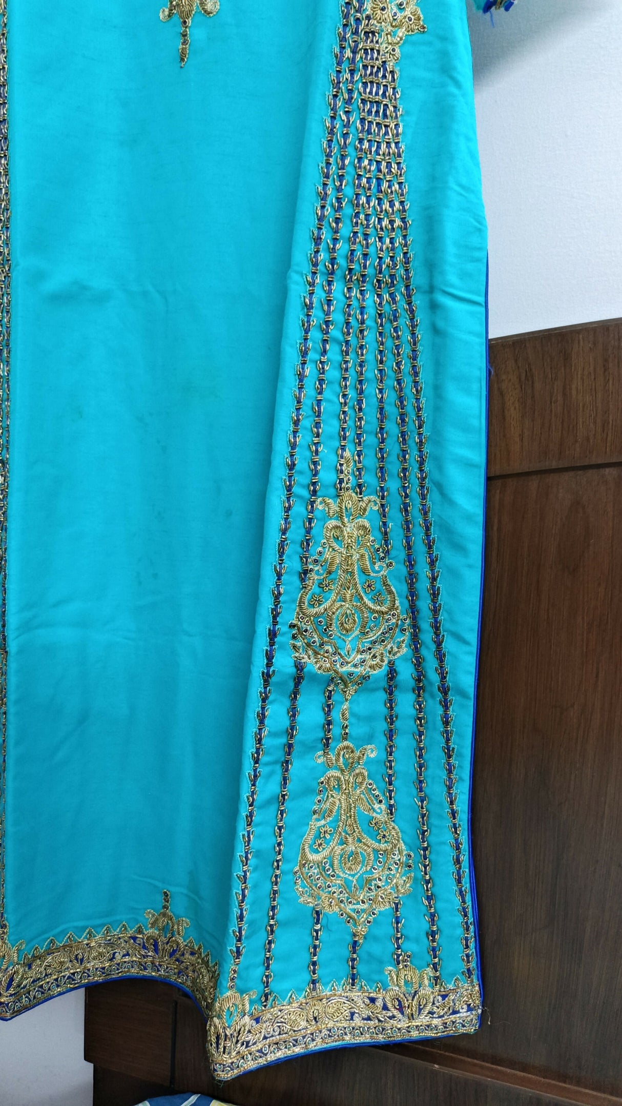 Mayar by Abdullah Faheem | Women Branded Formals | Blue & Golden | Small | Worn Once