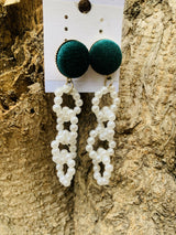 Green & white beats Earrings | Women Jewelry | Small | New