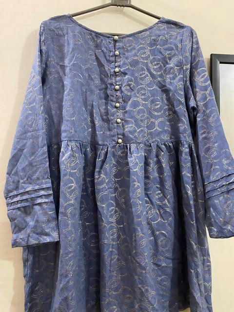 Beech Tree |Blue Short Frock | Women Branded Kurta |Small | New