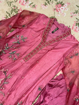 Declare Pink Organza Suit | Women Locally Made Kurta | Small | Worn Once