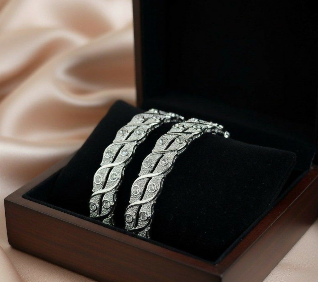 Round Stone Leaf Bangle Set-00019 | Women Jewelry | Bangles/Bracelets | Brand New