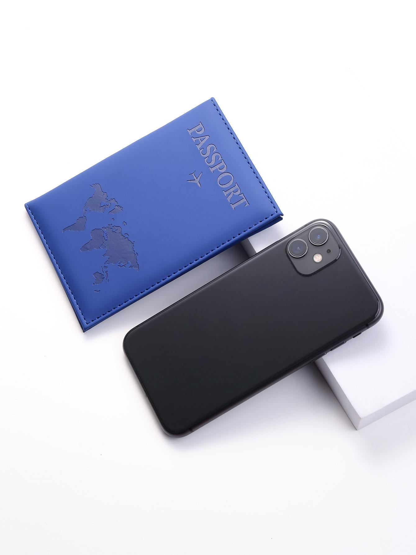 Buy SHEIN PU Leather Travel Passport Cover Fashion Women Passport Holder Case for Men Travel Document vacation accessories for holiday season in Pakistan