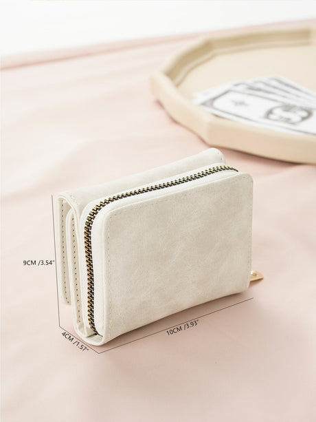 Buy SHEIN PU Small Wallet White Minimalist Coin Pocket Small Purse Bi-Fold Zipper Women Wallet Mini in Pakistan