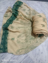 Green & Skin Chiffon Dupatta | Women Accessories | Size: 2 Yards | New
