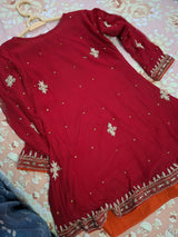 Embroidered Bridal Dress | Women Bridals | Red | Small | Worn Once