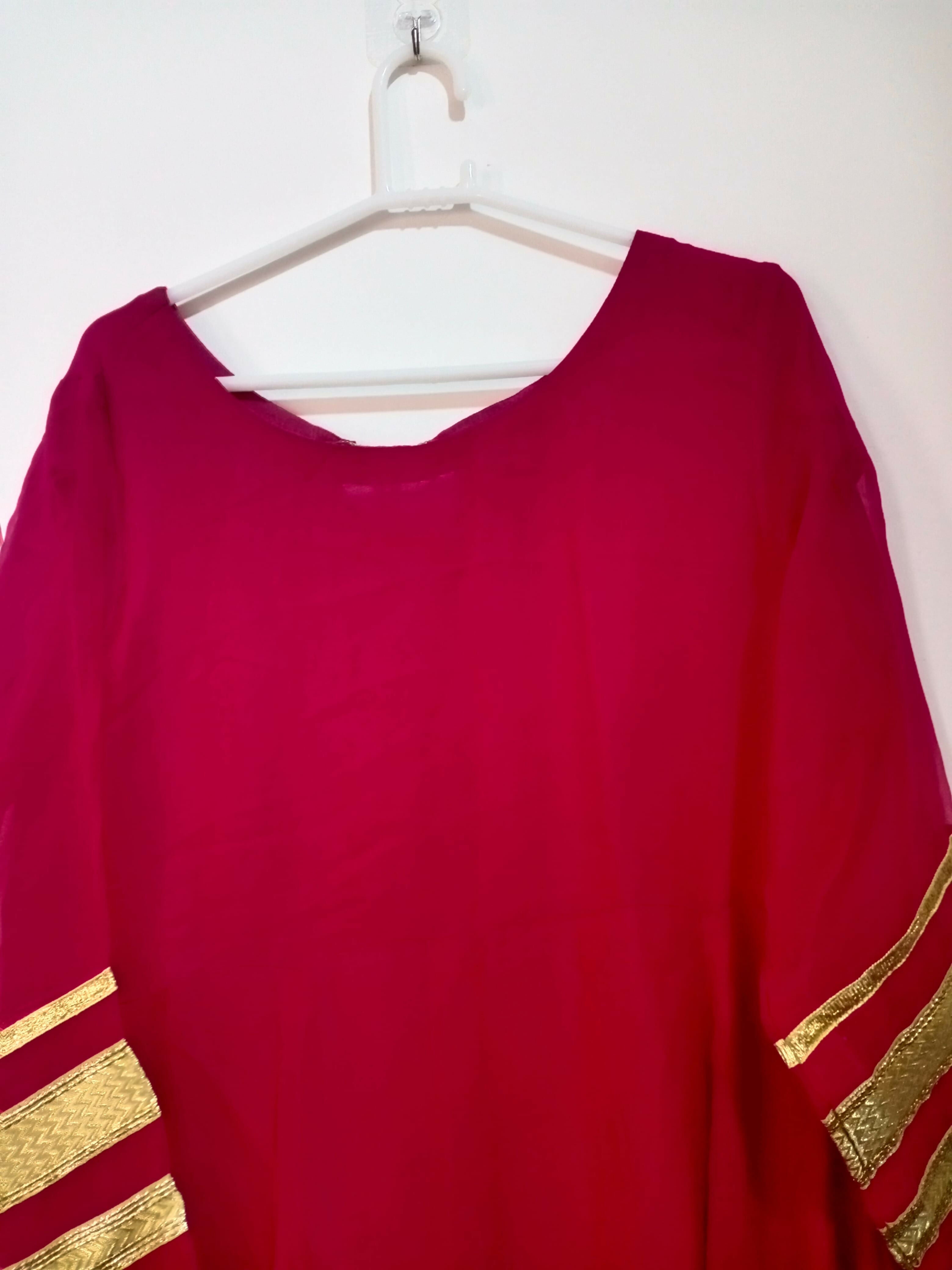 Shocking pink Chiffon Frok | Women Froks & Maxis | X Large | Preloved