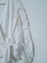 White knot Top with Tissue Puff Sleeves | Women Western | Medium | Worn Once