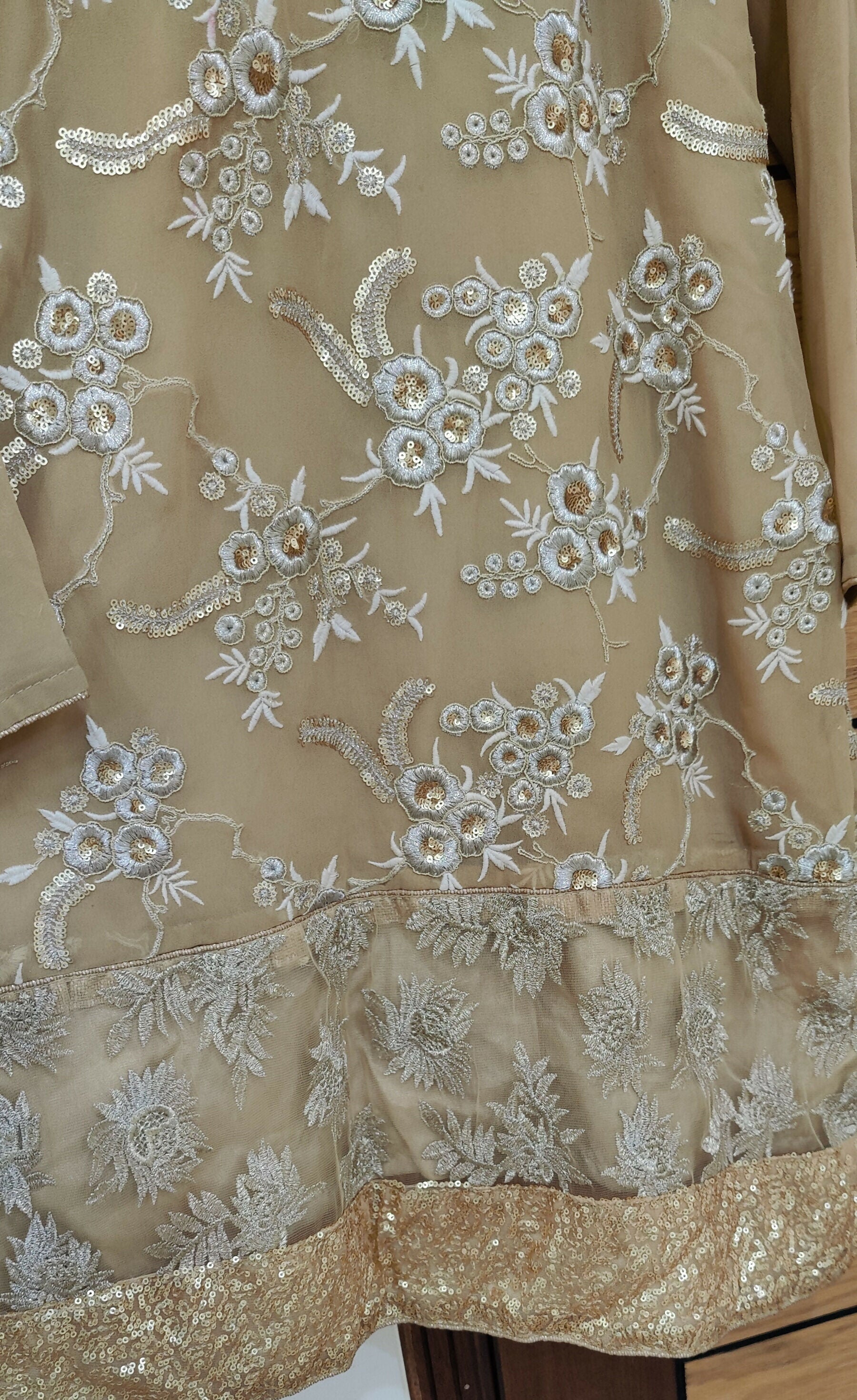 Golden fancy 2 PC Suit | Women Locally Made Formals | Medium | Worn Once