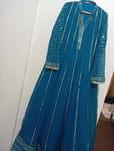 Mona Embroidery | Women Frocks & Maxis | Medium | Blue | Worn Once