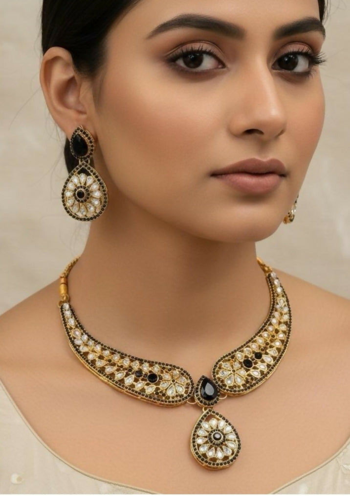 Flower tear drop necklace set-00018 | Women Jewelry | Brand New