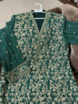 Green Embroidered Shirt | Women Locally Made Formals | Large | Worn Once