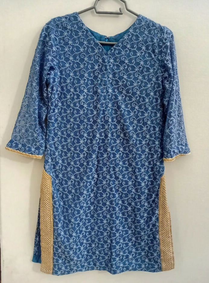 Blue Net Kurta | Women Locally Made Kurta | Small | Preloved
