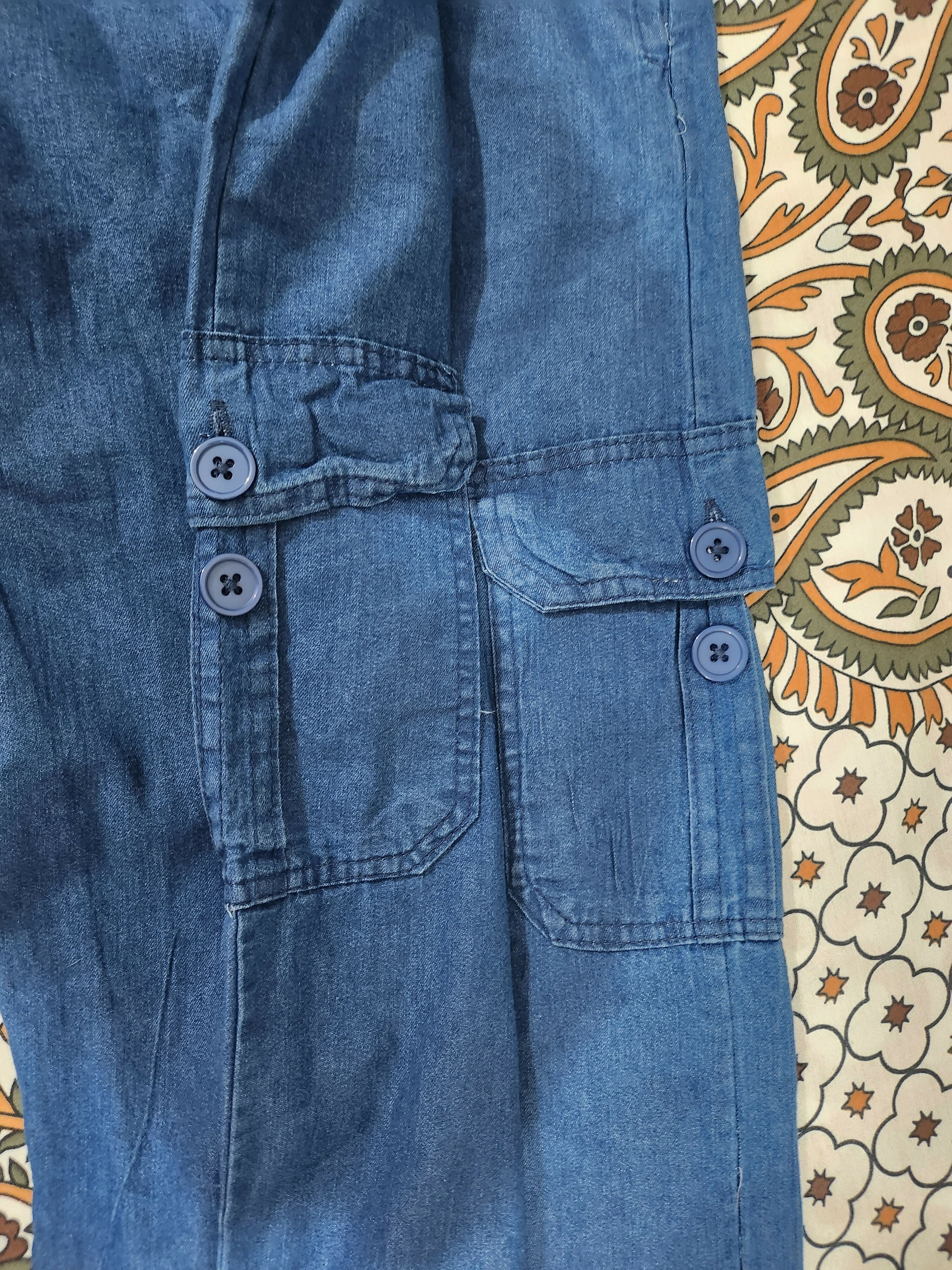 Denim Blue Cotton Cargo Pants | Women Bottoms & Pants | Brand New