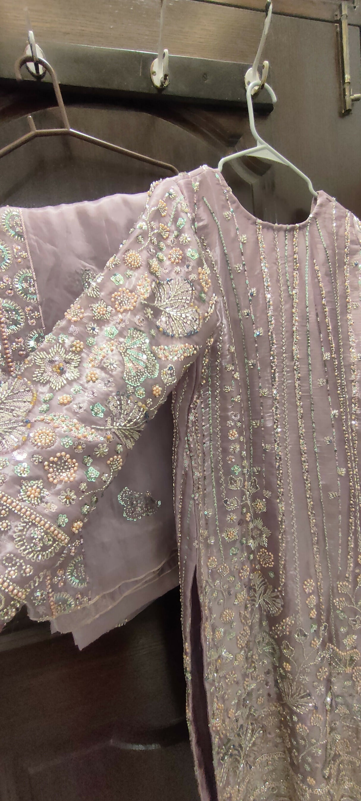 Heavy Embroidered Cut Dana Lilac Dress | Women Locally Made Kurta | Large | Brand New