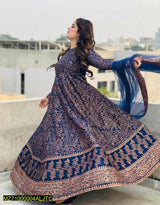 Blue Katan Silk Maxi | Women Frocks & Maxis | Medium | New