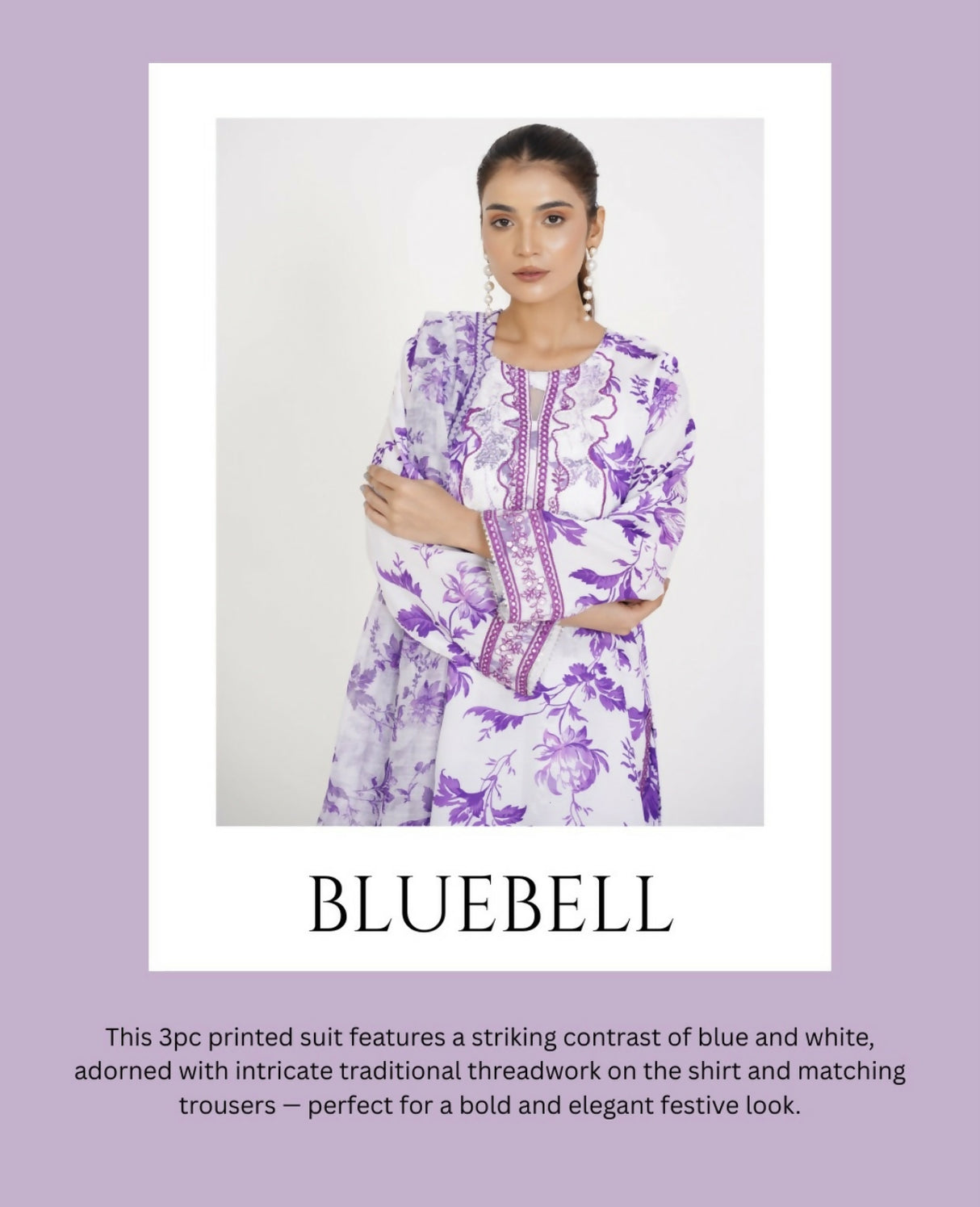 Beautiful White & Purple Suit | Women Locally Made Kurta | Small | New