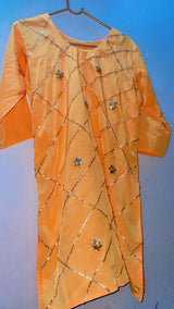 3 PC Fancy Mehndi Dress | Women Bridals | Yellow | Large | Worn Once