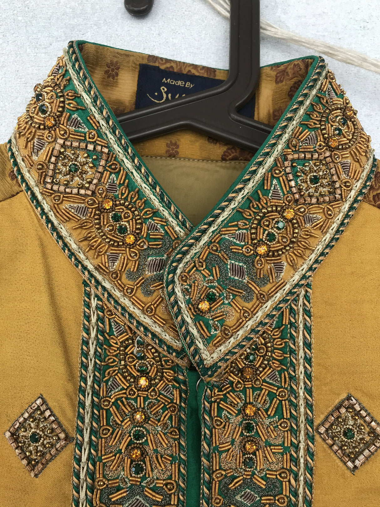 Mustard Embriodered Sherwani | Men Shalwar Kameez | Small | Worn Once