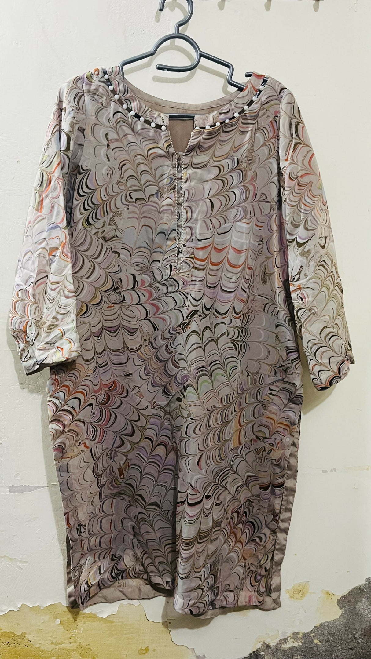 Saleem Fabrics | Soft Georgette 3-PC Cream Dress | Branded Women Dress | Preloved