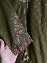 Embroidered 3 PC Dress | Women Locally Made Kurta | Green | Small | Worn Once