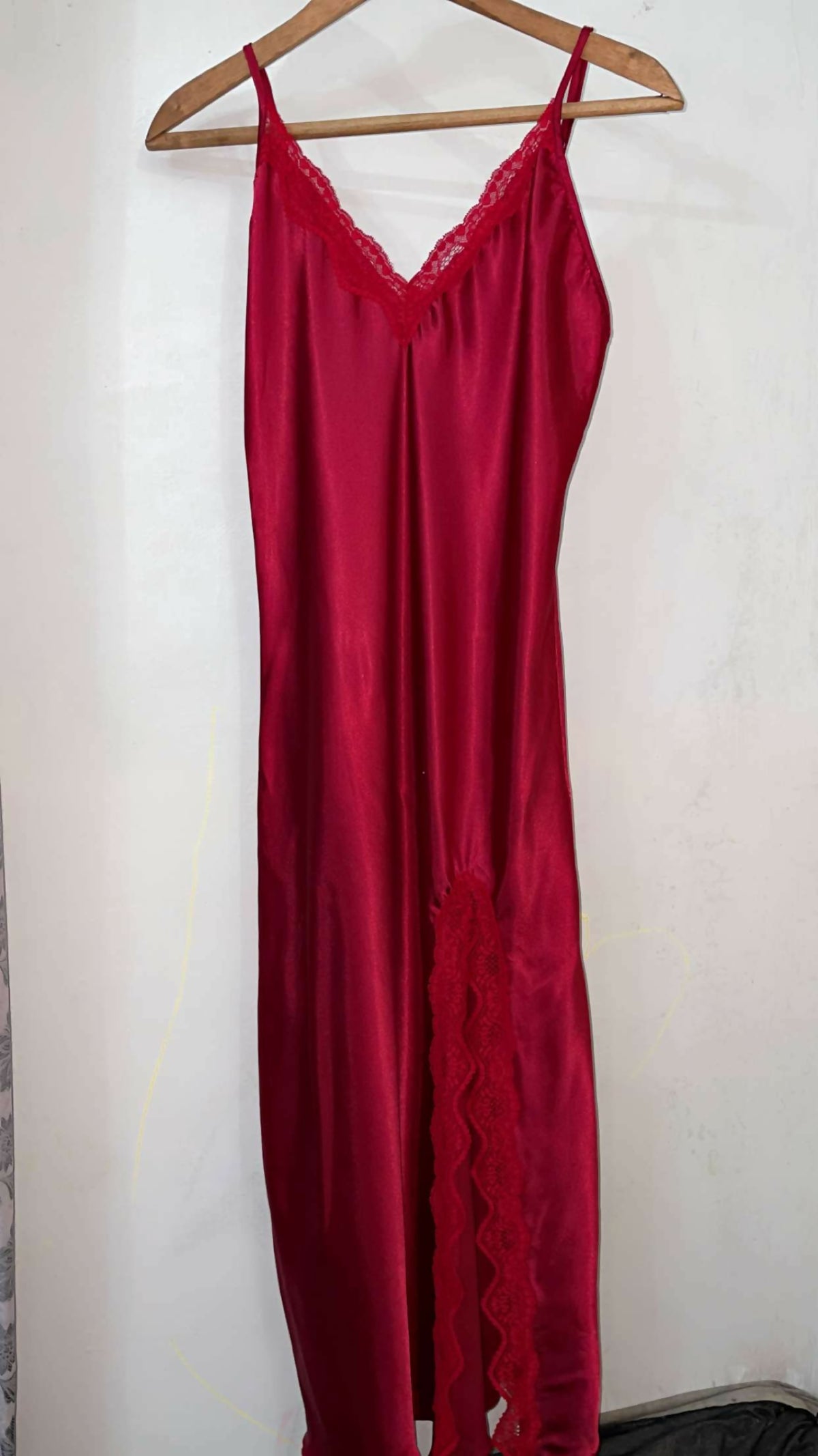 Cherry Red Silk Long Maxi | Women Frocks & Maxis | Small | Preloved
