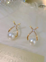 Buy SHEIN Rhinestone & Faux Pearl Decor Stud Earrings in Pakistan