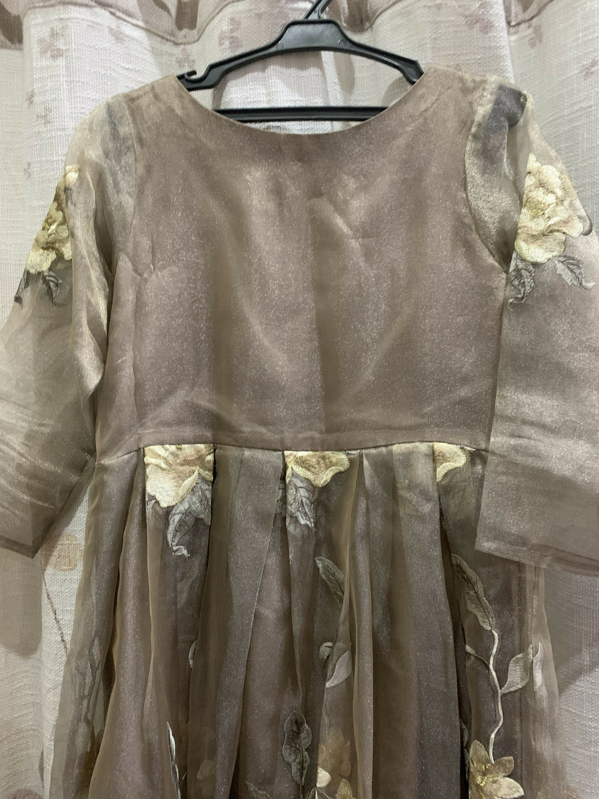 Greyish Golden Maxi | Women Frocks & Maxis | Medium | Preloved