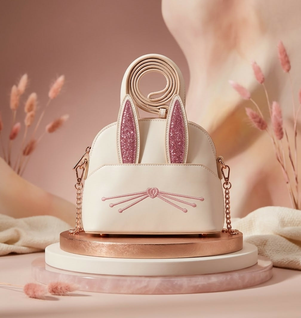 Kawaii Pastel Bunny Crossbody Bag with Pink Glitter Ears | Kids | Girls Bags & Backpacks | Preloved