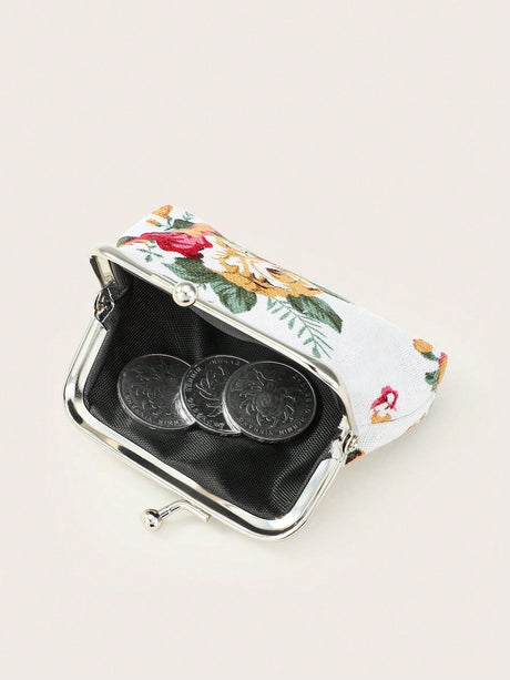Buy SHEIN Rose Canvas Short Wallet 1 Clutch Fabric Women'S Floral Coin Purse Card Holder in Pakistan