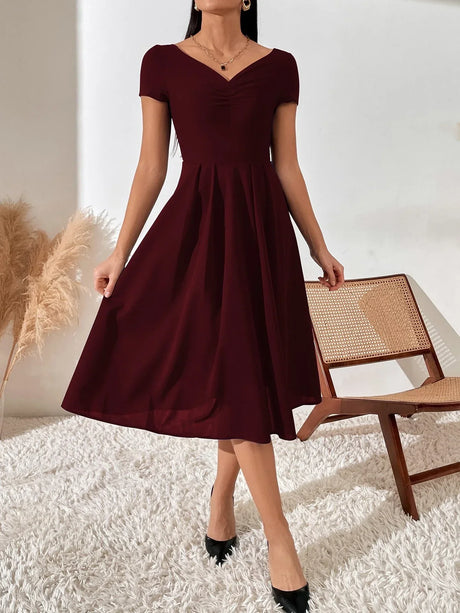 Buy Shein Ruched Pleated Detail A-line Dress in Pakistan