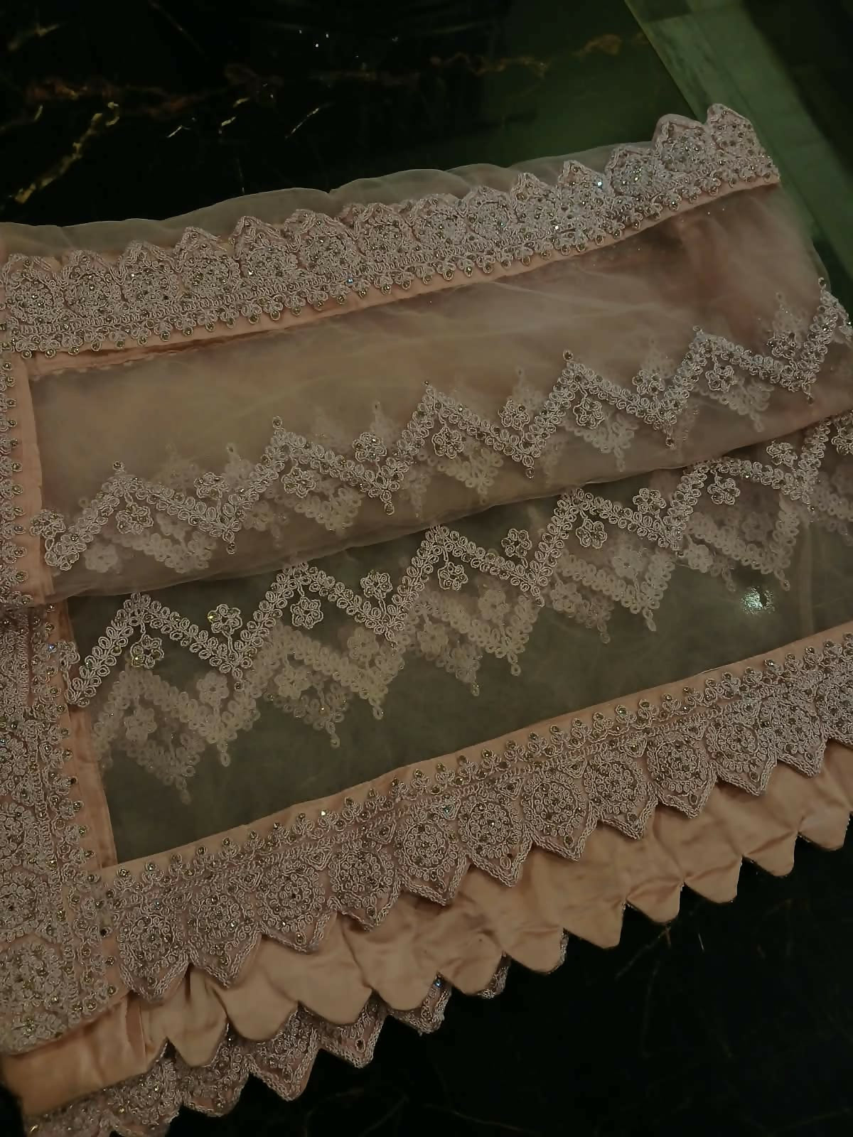 Beautiful Net Embroidered Dupatta | Women Accessories | Duppatas & Shawls | Large | Worn Once