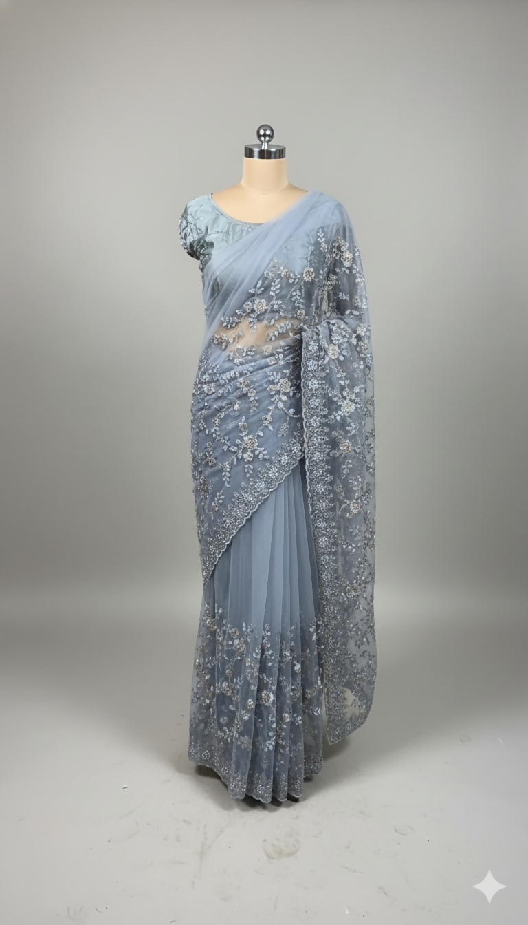 Celeste Mist Saree | Women Sarees | Women Locally Made Formals | Medium | Worn Once