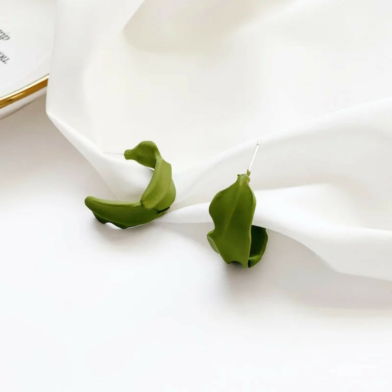 Leaf Hoop Earrings | Women Jewerly | Earrings | Green | Brand New
