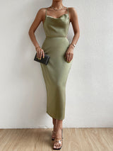 Buy SHEIN BAE Draped Detail Crisscross Backless Split Hem Cut Out Waist Cami Dress in Pakistan