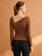 Buy SHEIN BIZwear Foldover Asymmetrical Neck Tee in Pakistan