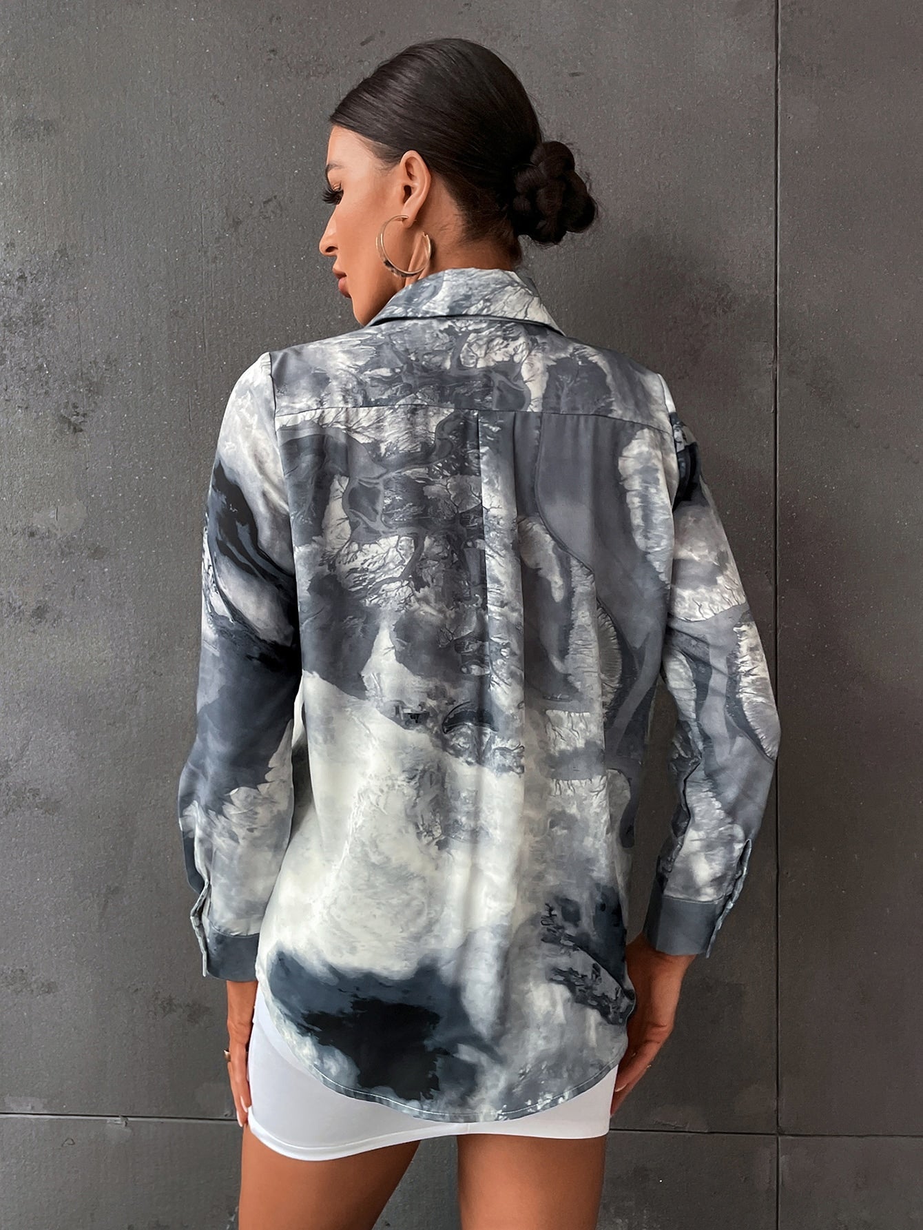 Buy SHEIN BIZwear Random Print Button Front Shirt Workwear in Pakistan
