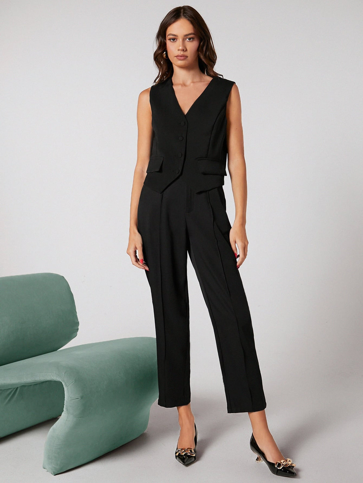 Buy SHEIN BIZwear Solid Tailored Pants Workwear in Pakistan