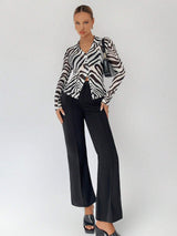 Buy SHEIN BIZwear Zebra Striped Button Front Mesh Top Without Bra in Pakistan