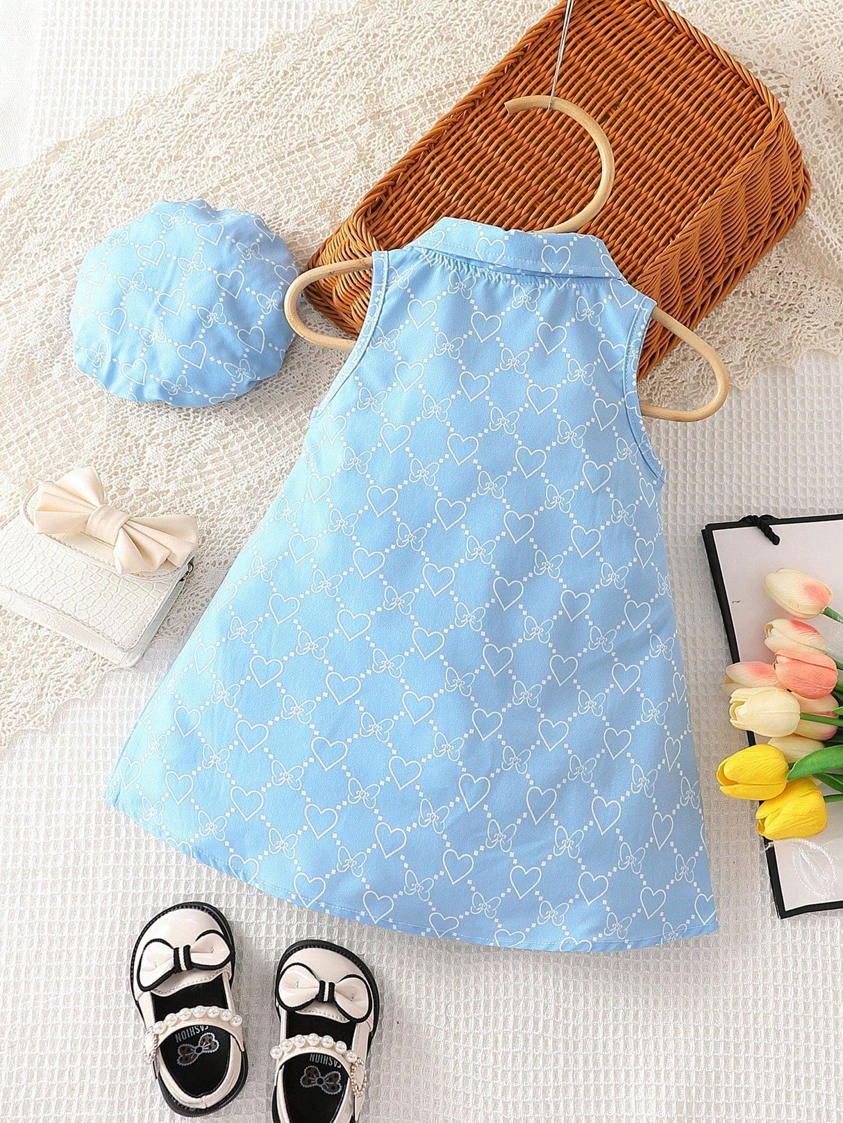 Buy SHEIN Baby Girl Allover Heart Print Shirt Dress & Hat in Pakistan