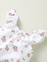 Buy SHEIN Baby Girl Newborn Ditsy Floral Print Ruffle Trim Top & Shorts in Pakistan