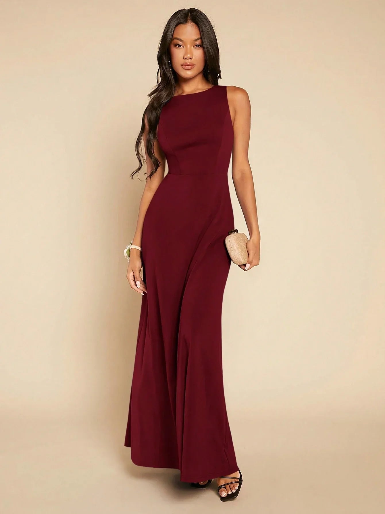 Buy SHEIN Belle Solid Maxi Bridesmaid Dress in Pakistan