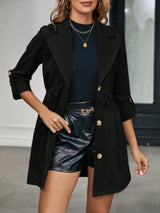 Buy SHEIN Clasi Roll Tab Sleeve Drawstring Waist Button Front Coat in Pakistan