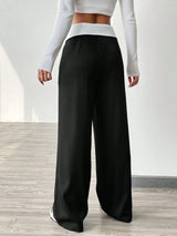 Buy SHEIN EZwear Contrast Color Turn-Waist Trousers in Pakistan